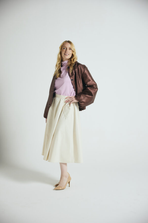 Long cream skirt with pocket - Billede 2