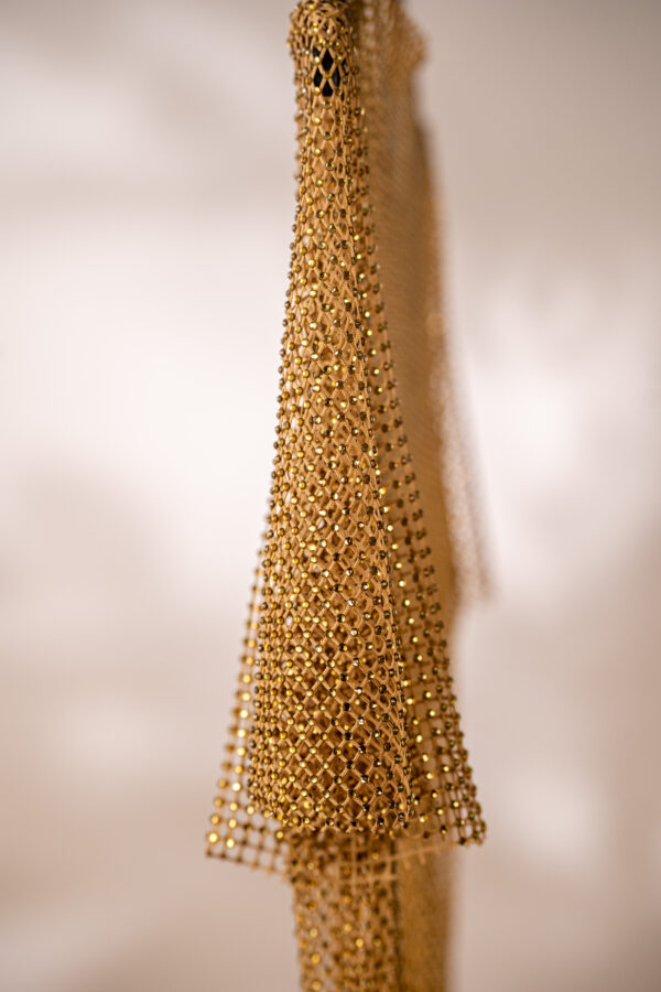 Gold crystal-embellished mesh skirt - Billede 7