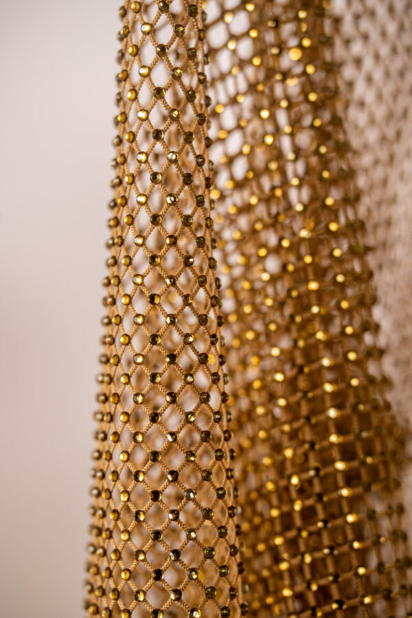 Gold crystal-embellished mesh skirt - Billede 6
