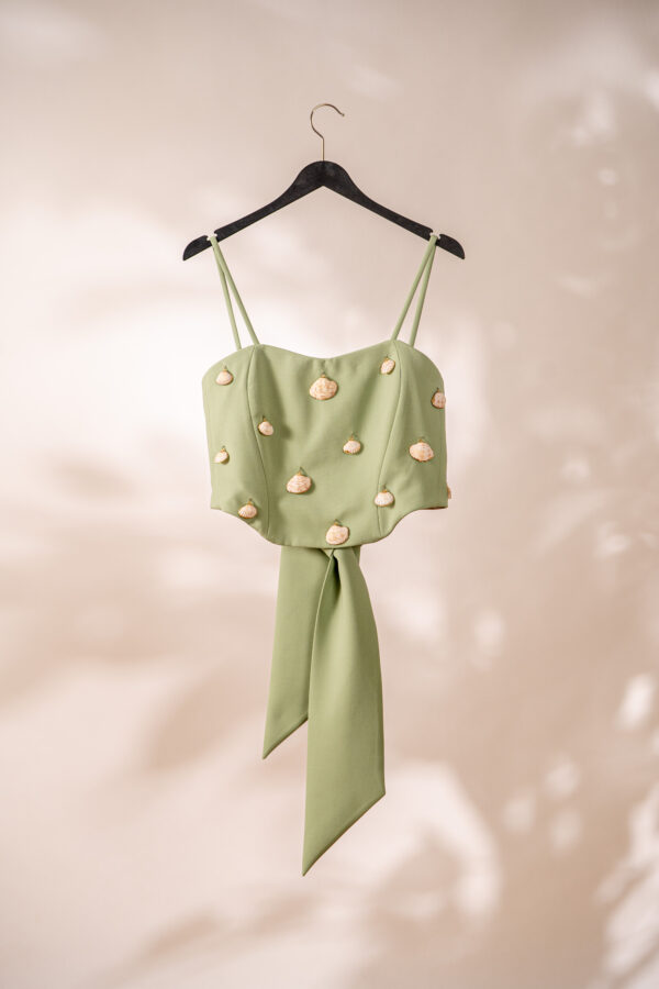 Bold top in green with decorated seashells - Billede 4