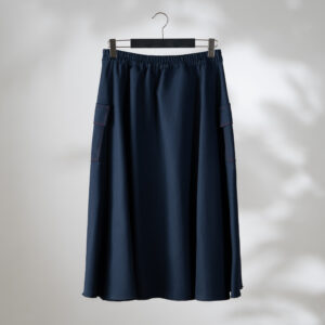 Long navy blue skirt with elastic waistband