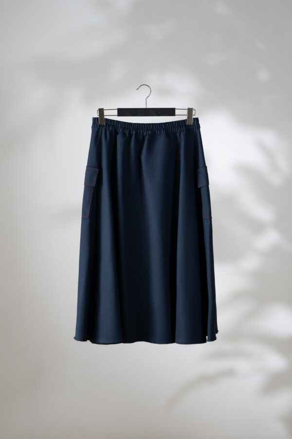 Long navy blue skirt with elastic waistband