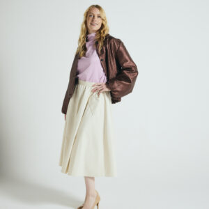 Long Cream Skirt With Pocket