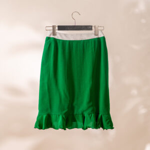 Green silk skirt with sprakling detail