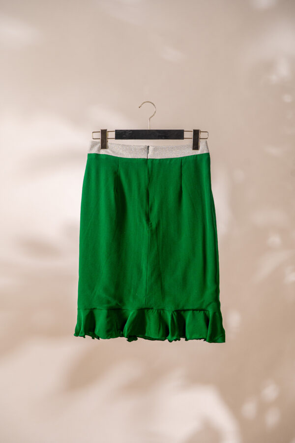 Green silk skirt with sprakling detail - Billede 2