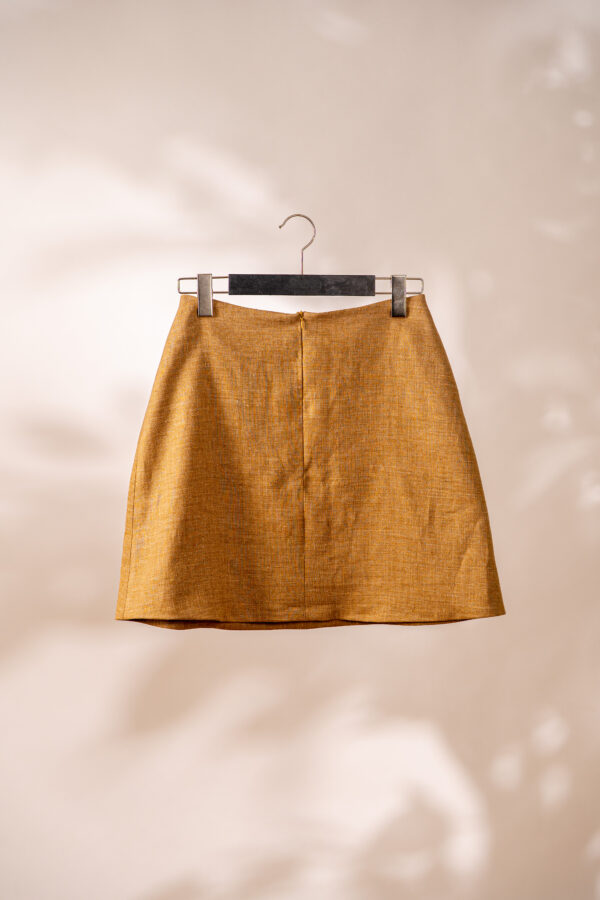 Bold A-skirt in sand coloured linen with decorated seashells - Billede 5