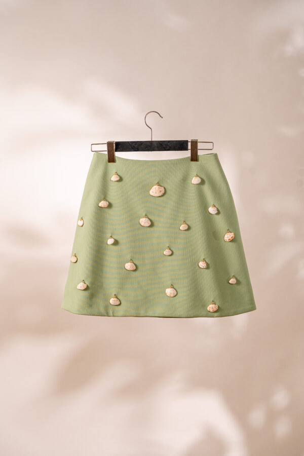Bold A-skirt in green with decorated seashells - Billede 3