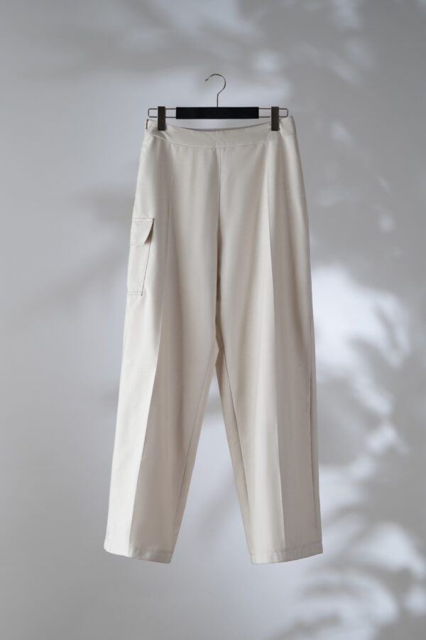 Cream trousers with wide legs and pocket - Billede 2