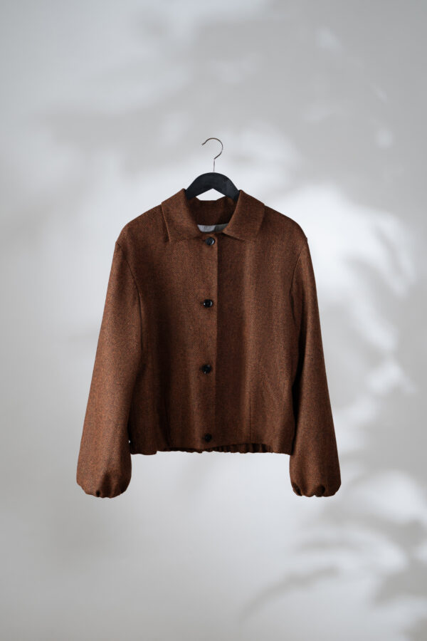 Burned orange bomber in Herringbone wool. With buttons - Billede 4