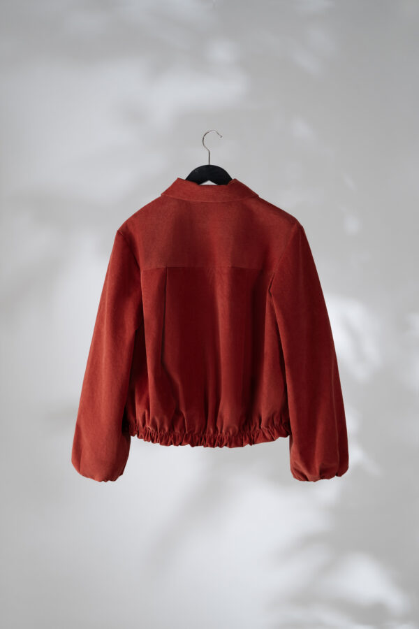 Burned orange bomber in soft velvet fabric with buttons - Billede 4